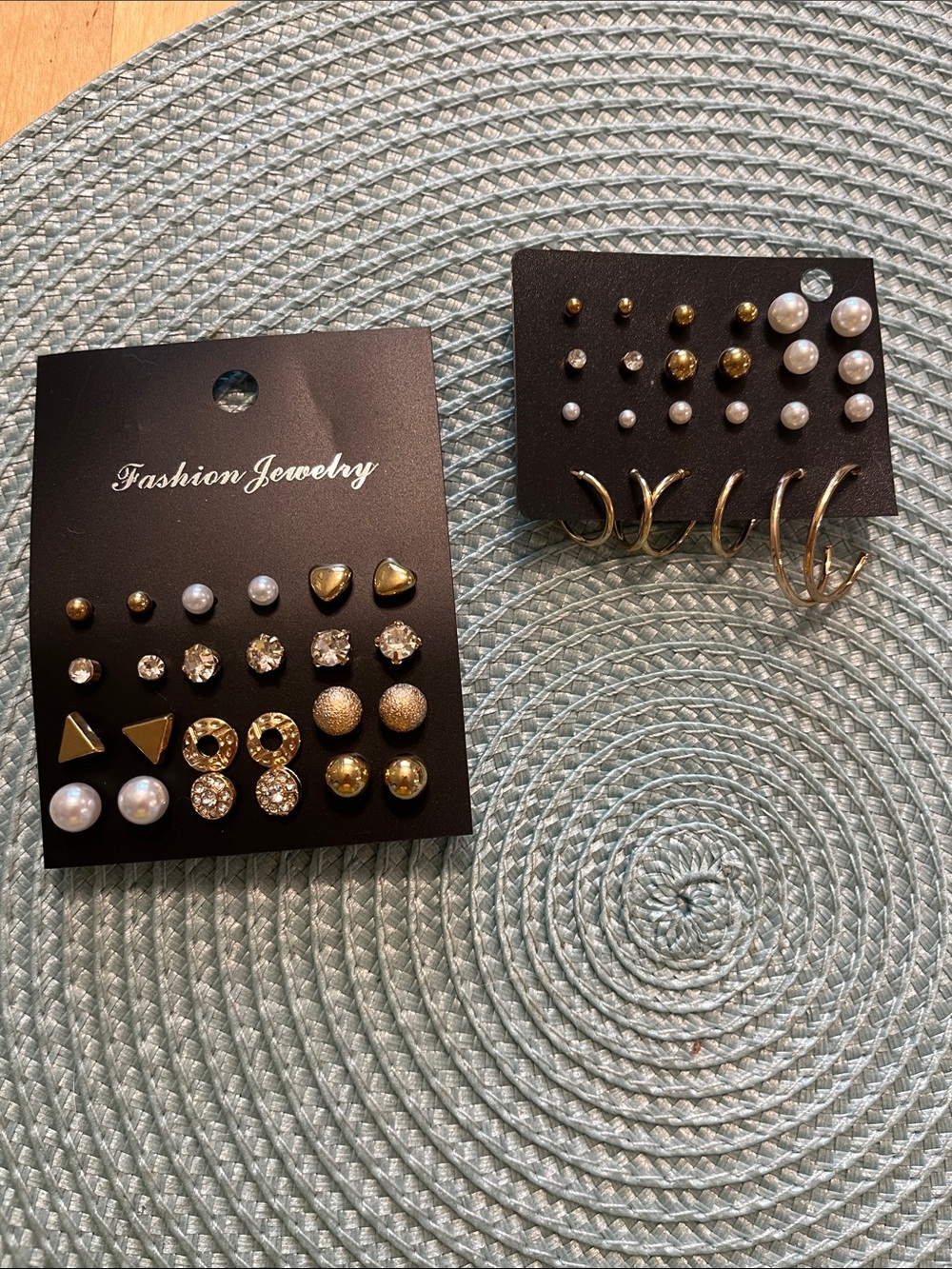 Fashion Jewelry Gold Tone and White Pearl Earring Assortment-24 Pair